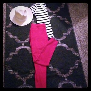 Women's Red Full Length Knit Color Jegging
